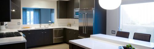 Designer kitchen with 2 different cabinet finishes